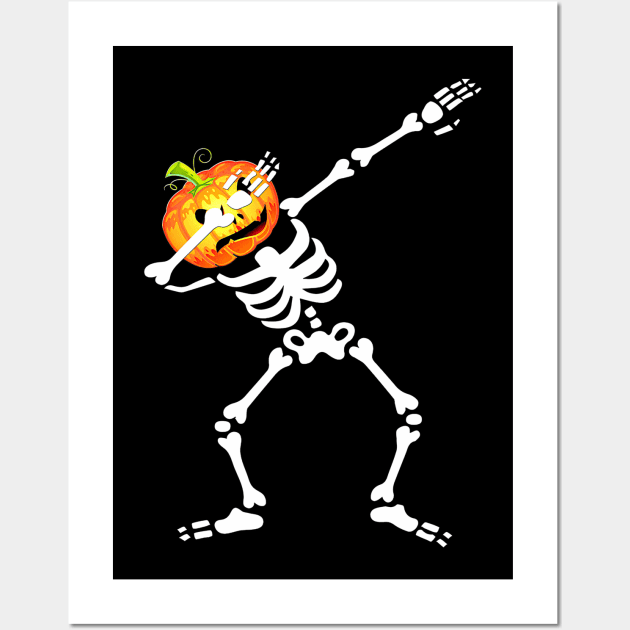 Funny Dabbing Pumpkin Halloween Wall Art by Tatjana  Horvatić